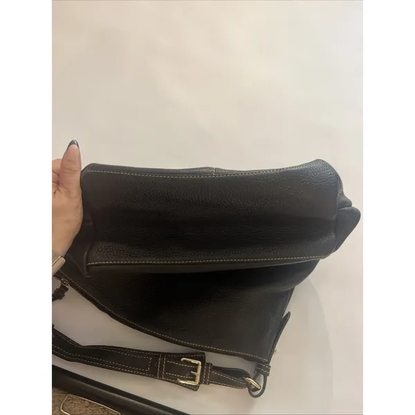 EUC Dooney & Bourke Dillen Black Pebble Leather Hobo Shoulder Bag 2 Pocket Sac - Image 7
