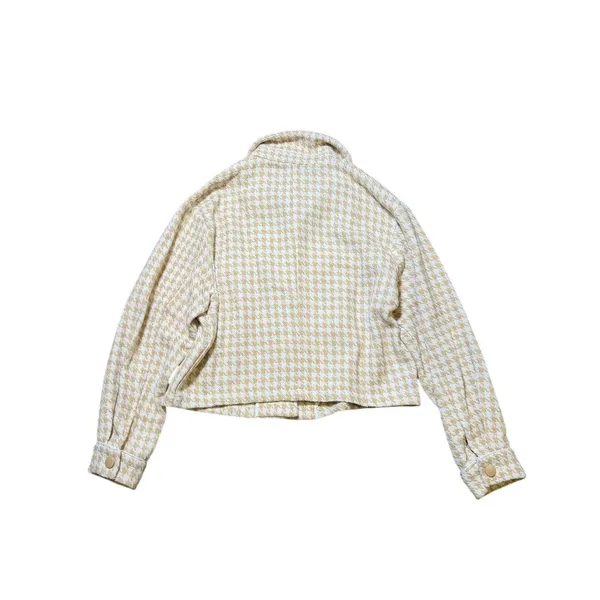 Anthropologie Dolan Cropped Cream & Tan Houndstooth Jacket NEW - Image 6