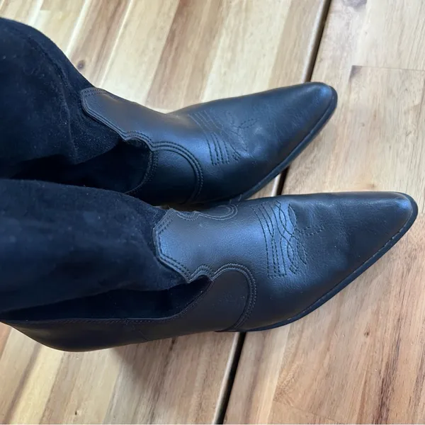 AMÉRICA by Azaleia Black Western Ankle Boots Size 7 Pointed Toe Block Heel - Image 10