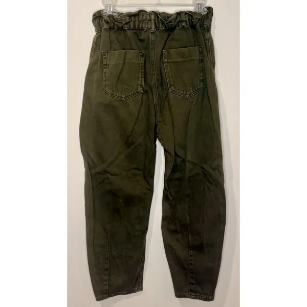 Zara Olive Green Paperbag Waist Jeans Size 4 EUC!! - Image 3