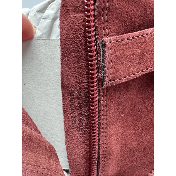 Diba Womens Shoes Boots Sz 7.5 Burgundy Red Suede Leather Heeled Chic Casual New - Image 11