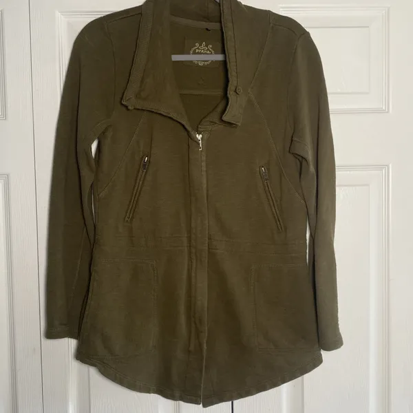 Prana Breathe Jacket Womens Size‎ S Olive Green Organic Cotton Zip Up Utility - Image 2