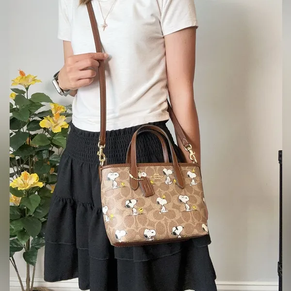 NWT Coach X Peanuts City‎ Mini Tote Bag In Signature Canvas with snoopy print - Image 10
