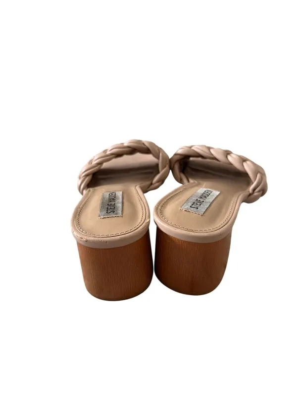 STEVE MADDEN Beige Braided Sandals Heels 7.5 - Image 3
