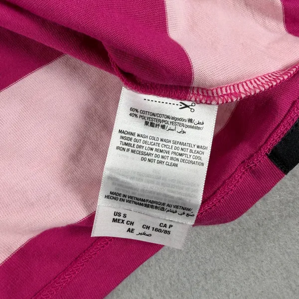 Y2k Juicy by Juicy Couture Pink Striped Long Sleeve Cropped Rugby Polo Small - Image 6