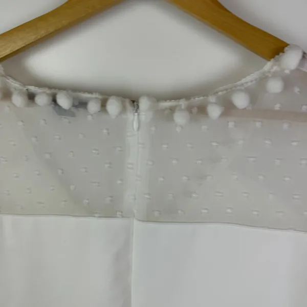 NWT Boston Proper White Lace Pom Pom Swiss Dot Maxi Dress‎ Large Bridal Cottage - Image 5