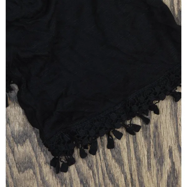 NWT American Rag Crochet-Trim Cold-Shoulder Blouse Shirt Top Classic Black S - Image 9