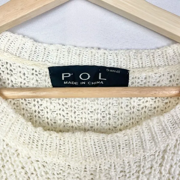 Boutique POL White‎ Crew Neck Relaxed Fit High Low Knit Sweater S - Image 2