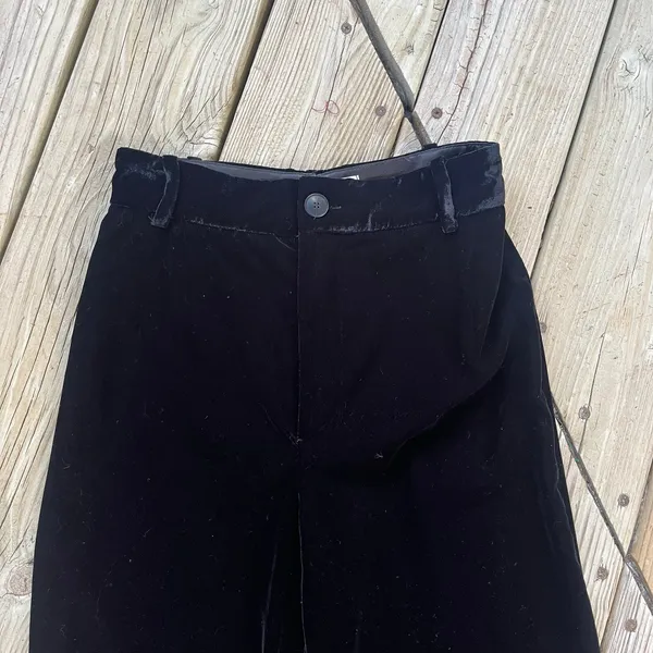 Zara Women's Black Velvet High Rise Wide Leg Pants Size S - Image 3