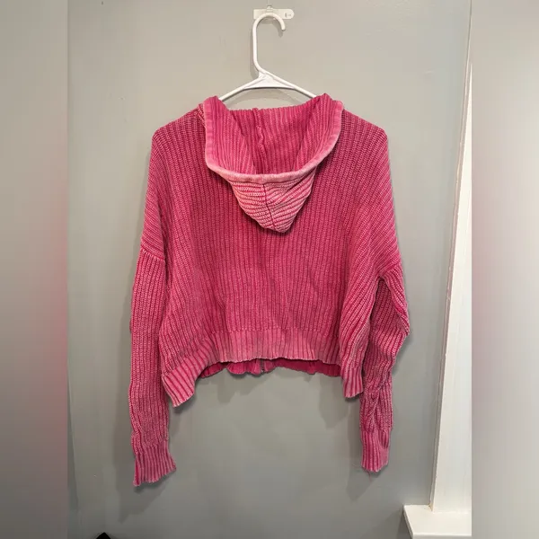 Aerie Pink Woven Full Zip Hooded Mineral Wash Small Boho Bohemian Hippie - Image 8
