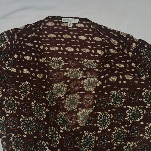 Patrons Of Peace M Medium Tulip Wrap Printed Boho Long Sleeve Dress - Image 9