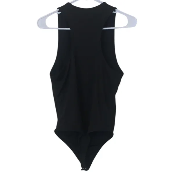 KN Klassy Network Large Black Ribbed Bram Bodysuit Snap-Button - Image 4