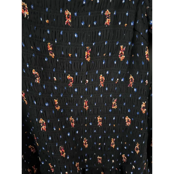Free People Two Faces Smocked‎ Printed Mini Dress Black Combo Size Large - Image 10