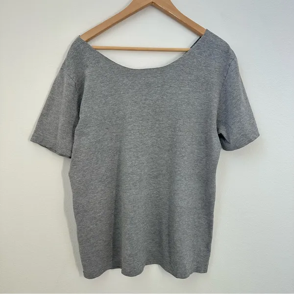 Gray Los Angeles Dodgers off-the-shoulder graphic tee - Image 5