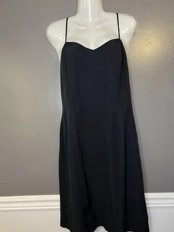 Vintage Joseph Ribkoff Dress Womens 12 Black Sweetheart Slip Spaghetti Strap - Image 2
