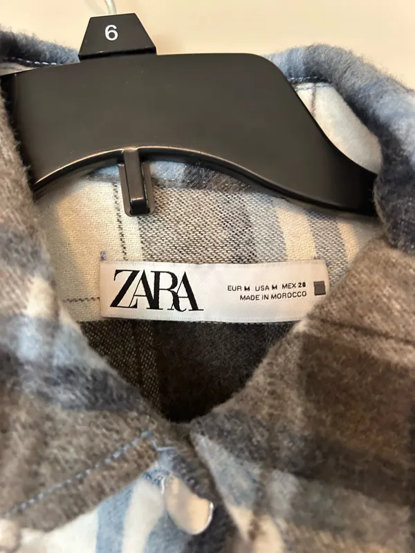 ZARA Cropped Flannel Plaid Shacket - Image 2