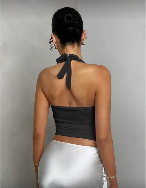 Black halter neck top Size M - Image 2