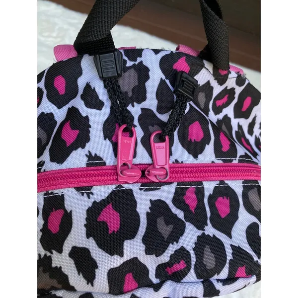 Yak Pak Heart Pink Grey Black Leopard Print Backpack 16"x12" Exterior Pocket - Image 6