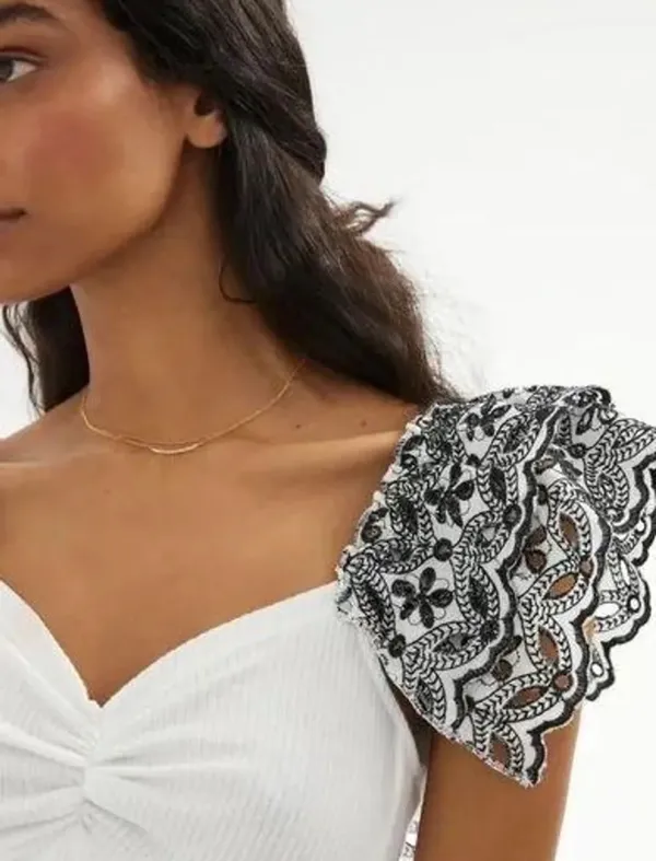 Anthropologie white ruffled top - Image 2