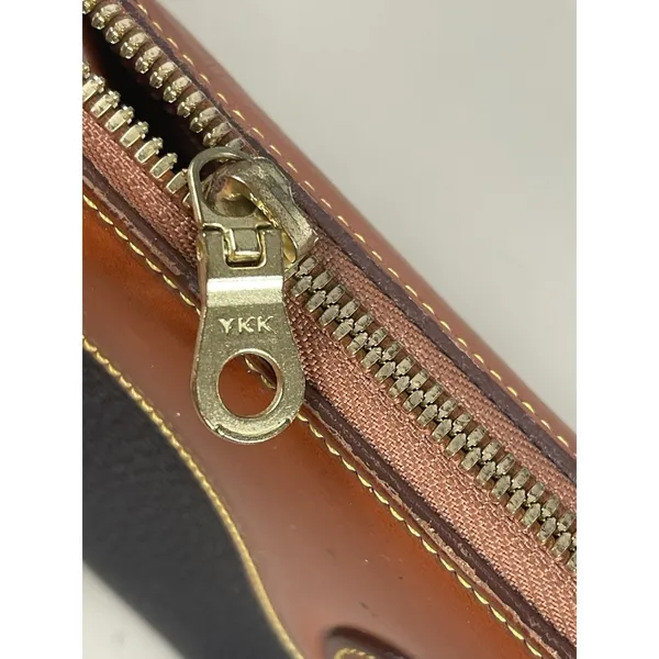 Vintage Dooney & Bourke AWL Navy Brown Leather Crossbody Bag Cavalry Logo USA - Image 12