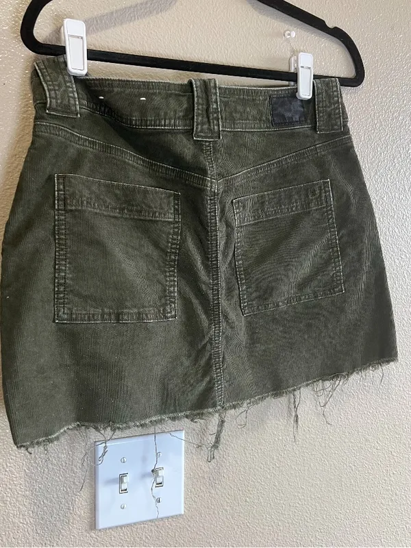 American eagle Olive Green Mini Skirt‎ summer size 8 stretch - Image 3