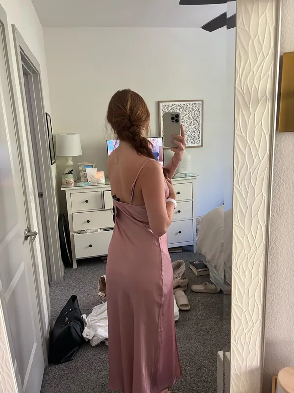 Pink silk dress Size M - Image 3