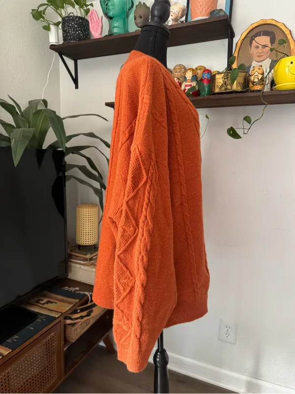 Official Taylor Swift The Life of a Showgirl Burnt Orange Cable Knit Cardigan - Image 5