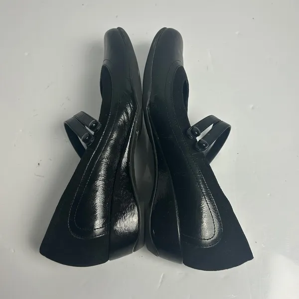 Clarks Artisan Black Leather Double Strap Mary Jane Wedge Pumps 87415 9M - Image 8
