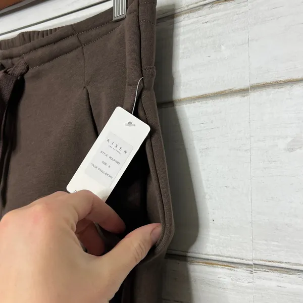 RISEN Drift Brown Wide Leg Jogger Pants Size Small Drawstring Elastic Waist - Image 10