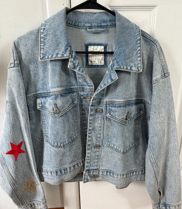Abercrombie & Fitch Oversized Denim Buffalo Bills Patch Jacket 🦬 - Image 9