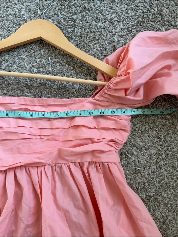 Abercrombie & Fitch Puff-Sleeve Square Neck Mini Dress in Blush Pink Preppy - Image 8