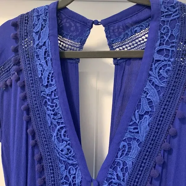 The Jetset Diaries Iris Blue Jumpsuit Size 6 Crochet Embellishments - Image 7