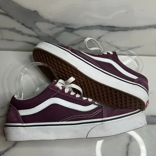Vans EUC Burgundy Low Top Suede Leather Sneakers Men Sz 7 Wmn Sz 8.5 Skateboard - Image 6