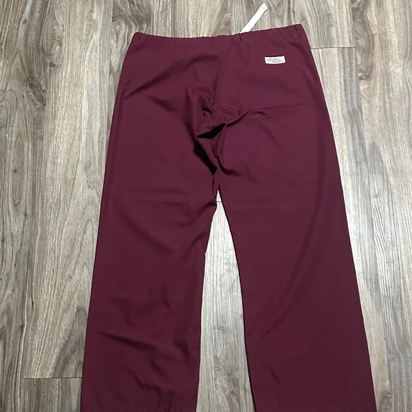 Urbane Straight-Leg Scrub Set in Burgundy with Blue Trim - Image 11