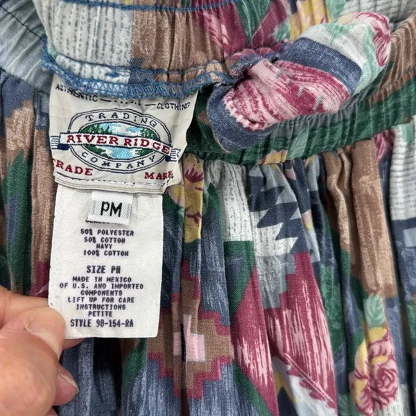 VTG River Ridge patchwork denim floral southwest maxi midi M cottage country - Image 8