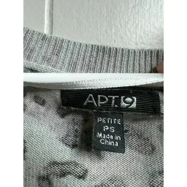 APT. 9 3/4 Sleeve Lightweight Animal Print‎ Sweater - Image 6