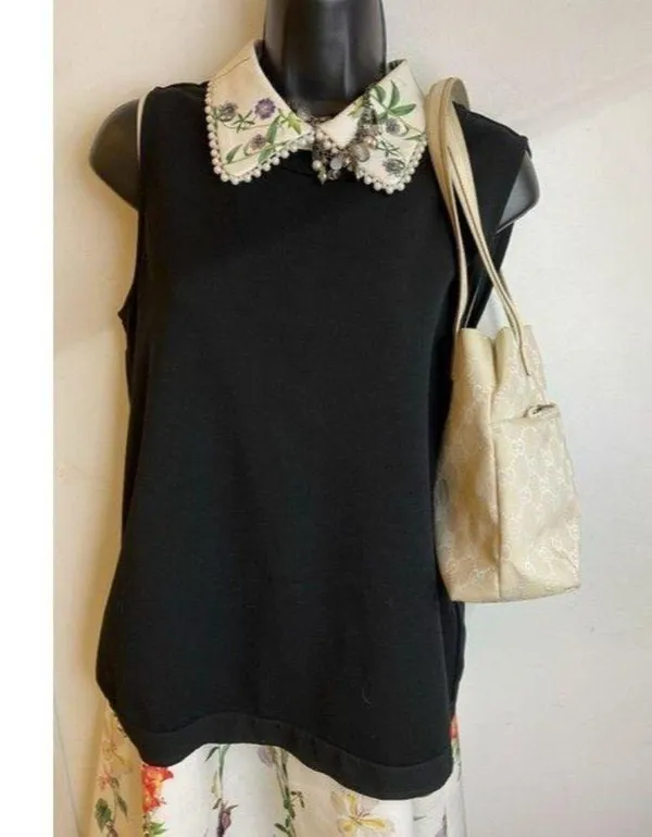 gucci vintage white jacquard fabric shoulder bag - Image 7