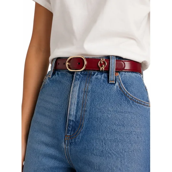 Gucci Interlocking GG Logo Leather Belt Russet Red Size 80cm/ 32in - Image 3