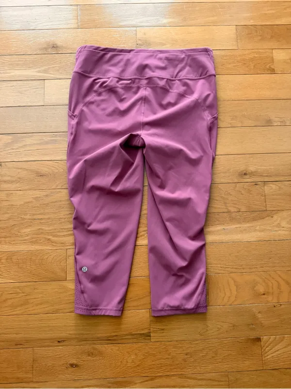 Lululemon Ready To Race Moss Rose Pink 21” Crop Leggings Size 12 - Image 5