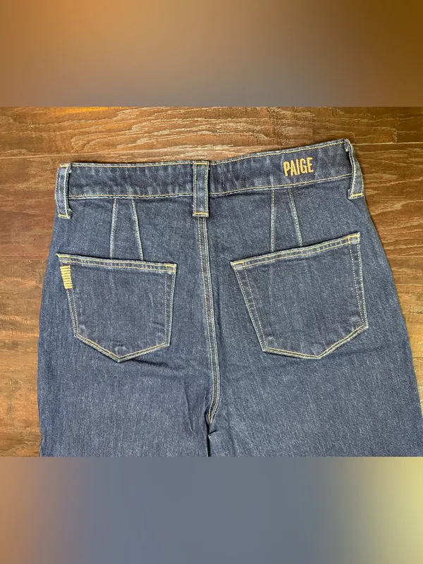 PAIGE Leenah High Rise Wide Leg Jeans Sz 28 Ceremony Dark Wash Stretch Denim - Image 5