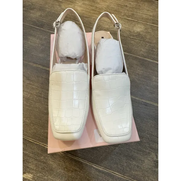 Kate Spade New York Sahiba Sling Back Pump White Crocodile Print Size‎ 8.5M - Image 4