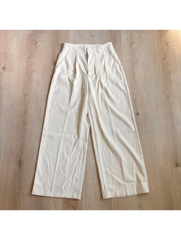Cider NWT Women's Pleated Off White High Rise Wide-Leg Trousers Size S - Image 2