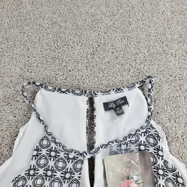 NWT Lily Rose Dress Womens XS Black White Print Sleeveless Halter Sundress - Image 10