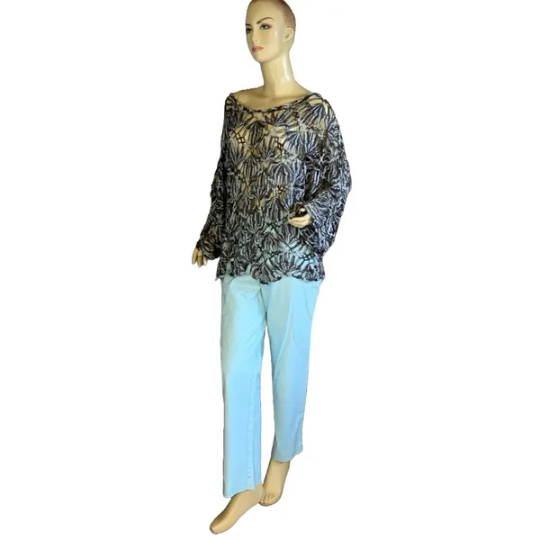 Lisa International Grays And Light Blues Crochet Sheer Tunic (1x) - Image 6