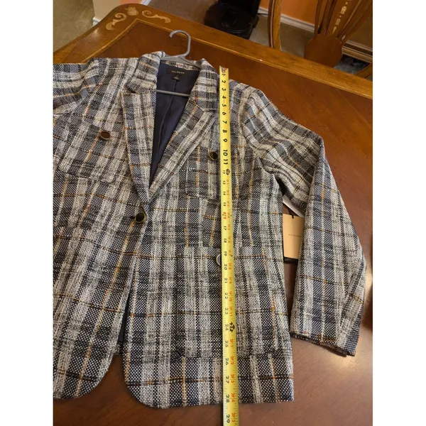 Halogen Blazer Womens XL Multicolor Plaid Tweed Single Breasted One Button - Image 11