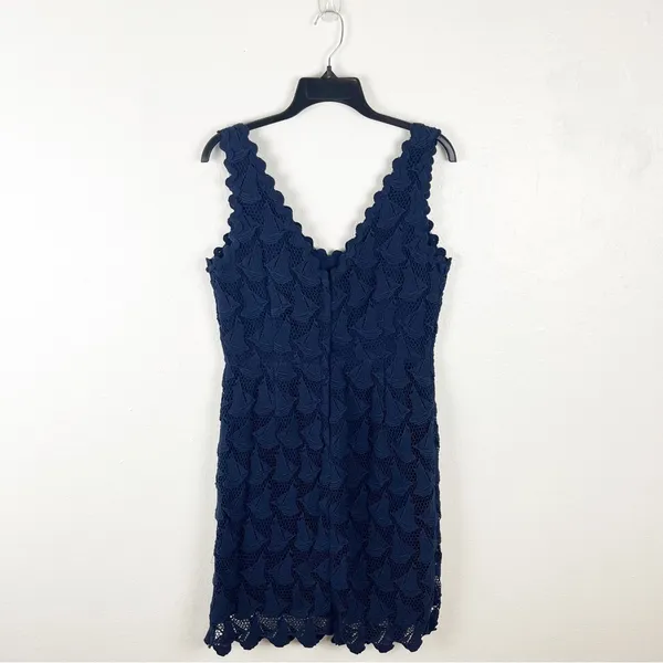 LILLY PULITZER Reeve Sailboat Navy Crochet V-Neck Sleeveless Dress 4 Nautical - Image 2