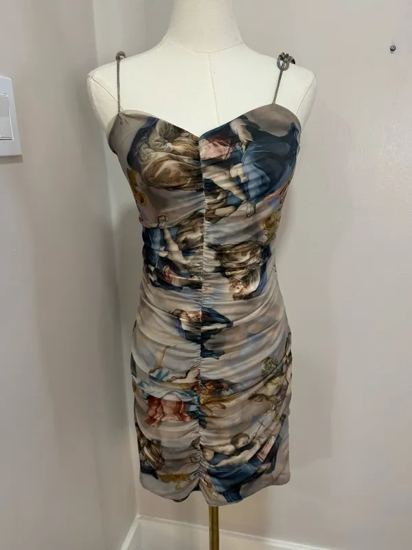 12th Tribe Renaissance Art Print‎ Ruched Mesh Mini Dress Medium - Image 2