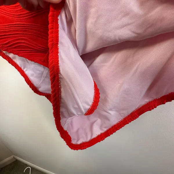 ZAFUL Red Ribbed Textured V-Wired Lace Up Bikini Set High‎ Waisted Medium - Image 4