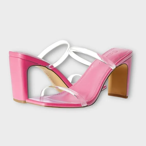 The Drop Women's Pink Avery Square Strappy High Heeled Sandal Size 9 - Image 7