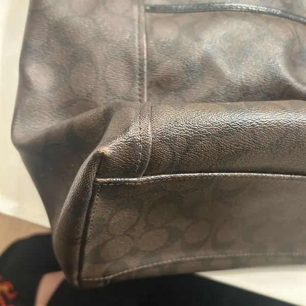 Coach Peyton Signature Pocket Tote Black and Brown Signature - Image 9
